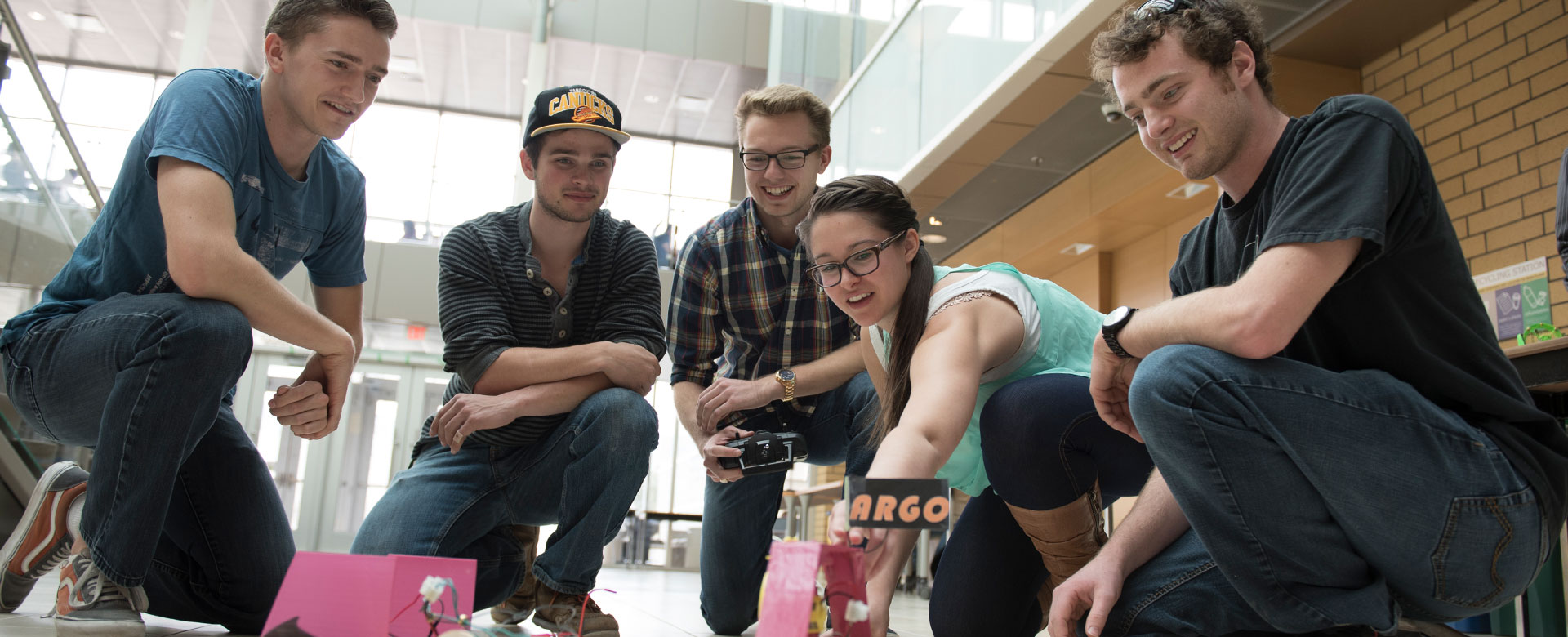 Students with model
