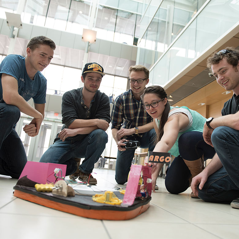 Students with model