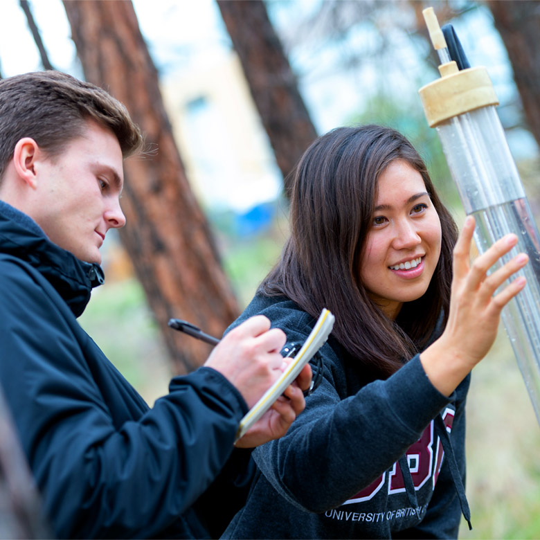 Student experiment outdoors