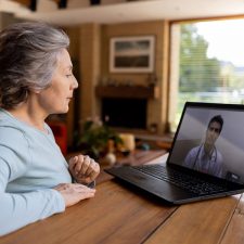 elderly person on a video call